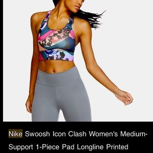 SMALL Nike Medium-Support 1-Piece Pad Longline Printed Sports Bra
